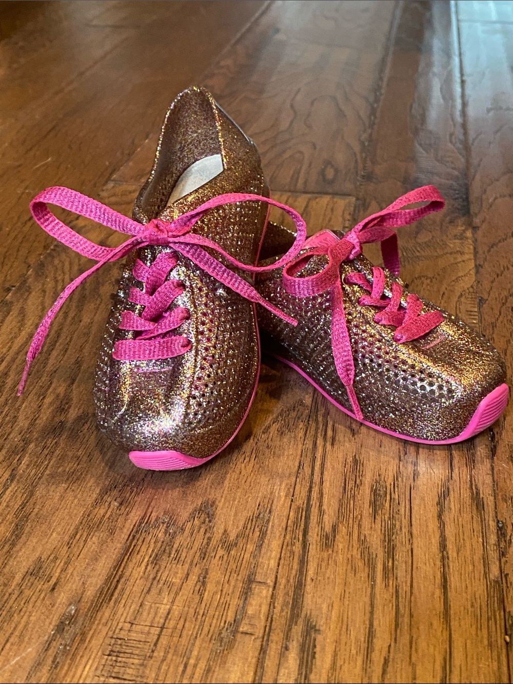 Mini Melissa Pink /Gold Glitter Sneakers size 9